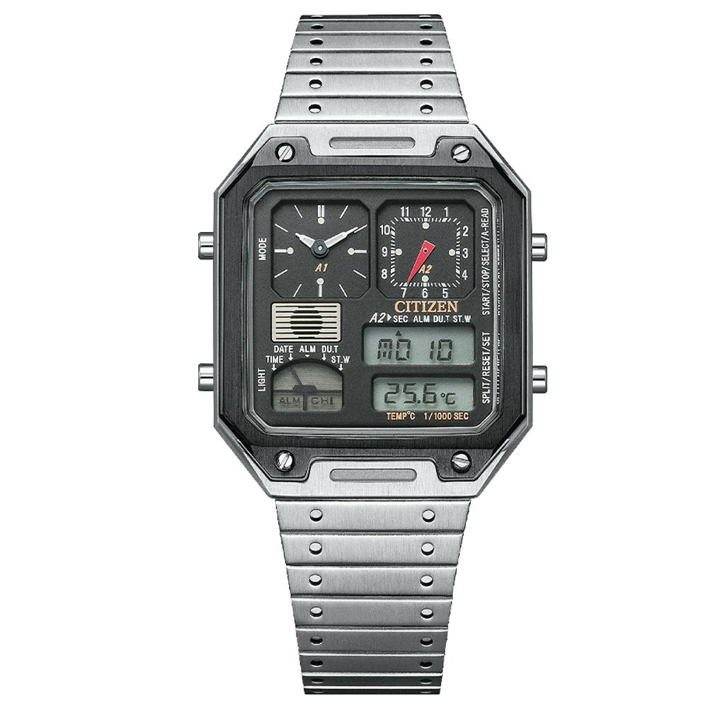 【Citizen 星辰】 GENT系列 JG2126-69E 復古時尚 兩地時間 日期溫度雙顯 多功能 電子錶