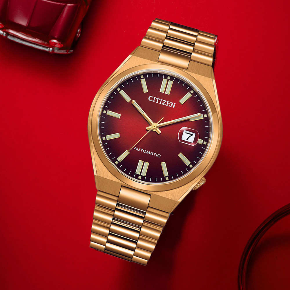 (預購)【CITIZEN 星辰】 TSUYOSA極簡 NJ0153-82X 金紅撞色 日期顯示 夜光 日本機芯 機械錶