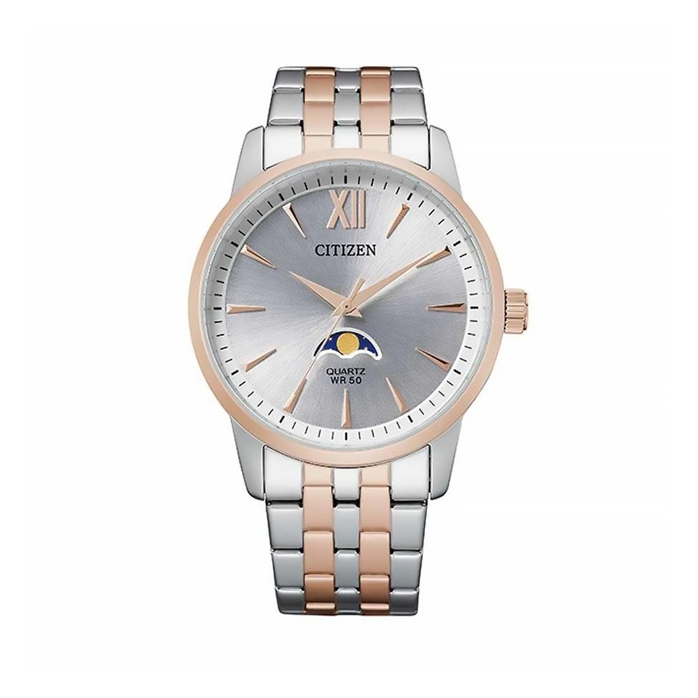 【CITIZEN 星辰】 AK5006-58A 日本機芯 月相顯示 優雅紳士 防水50米 石英 手錶