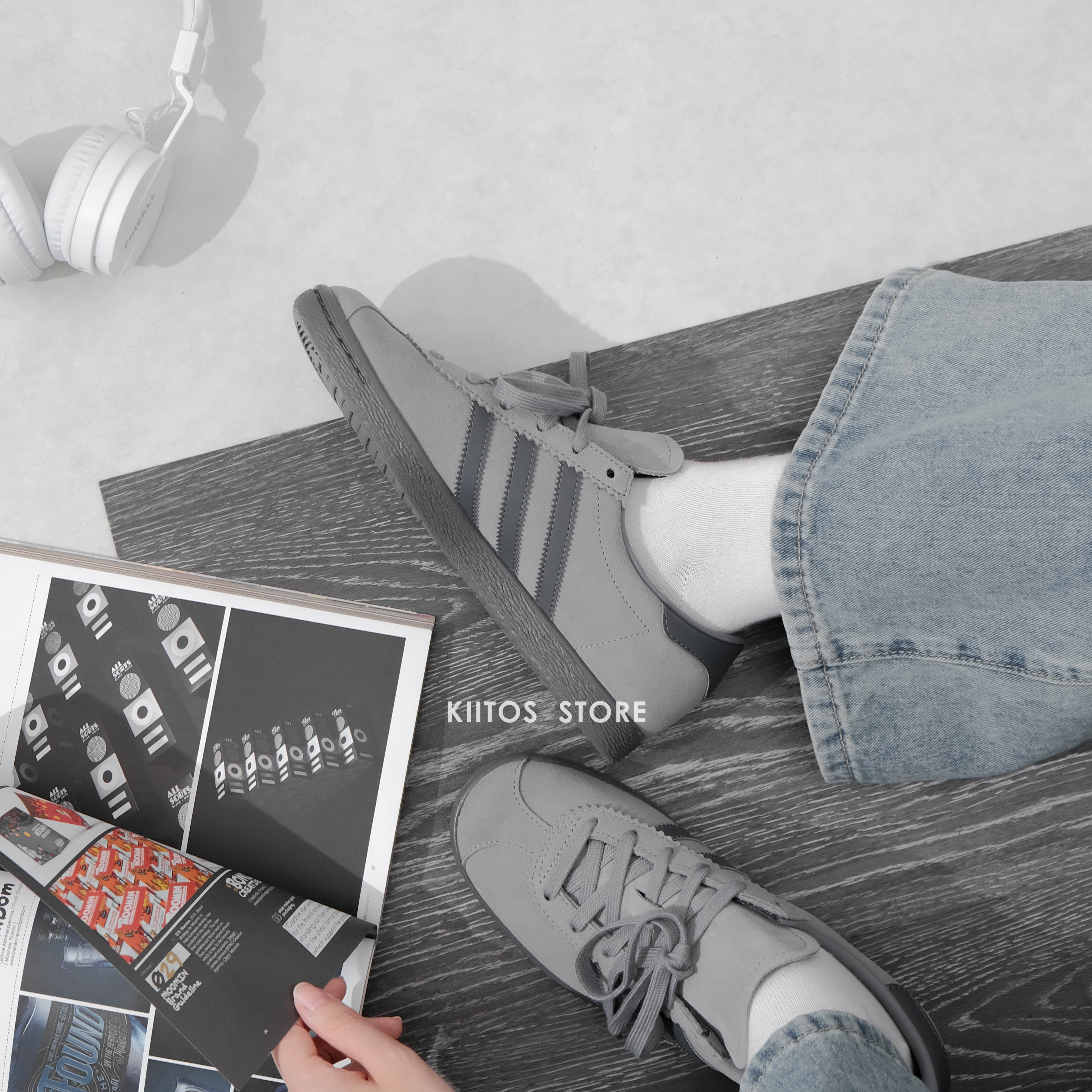 ADIDAS ORIGINALS STADT 碳灰 T頭鞋 扁鞋 低筒休閒鞋 JI1880