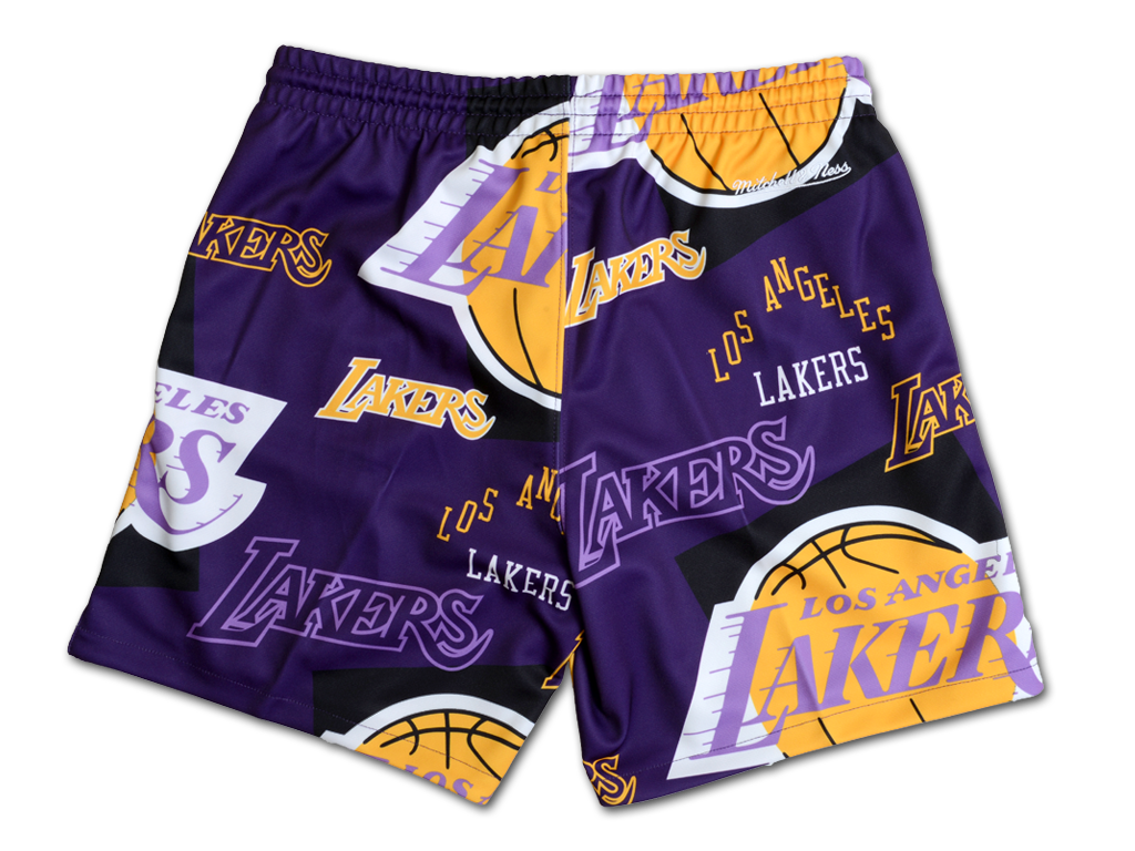 Mitchell & Ness 洛杉磯湖人隊 滿版染印 球褲