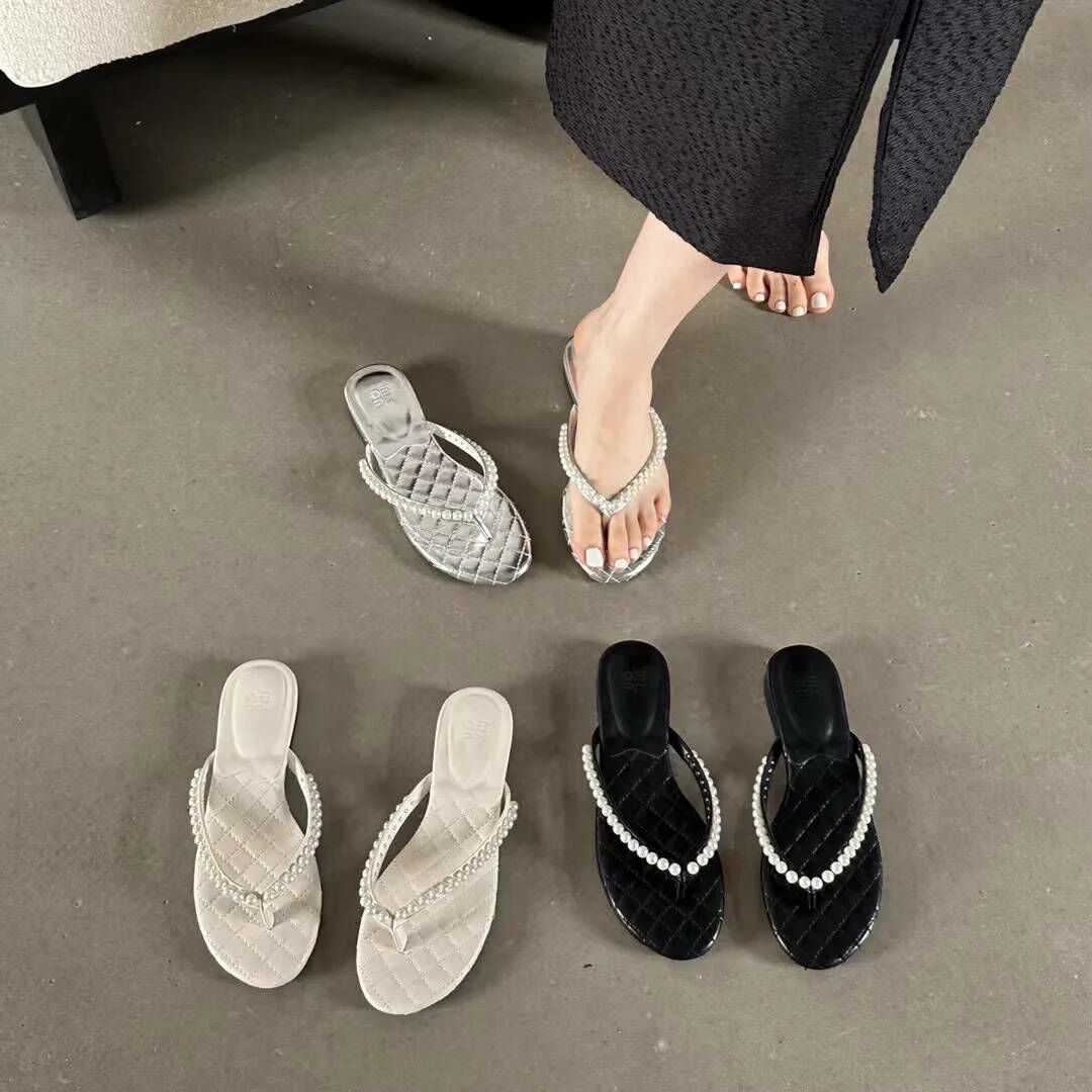 珍珠夾腳拖鞋