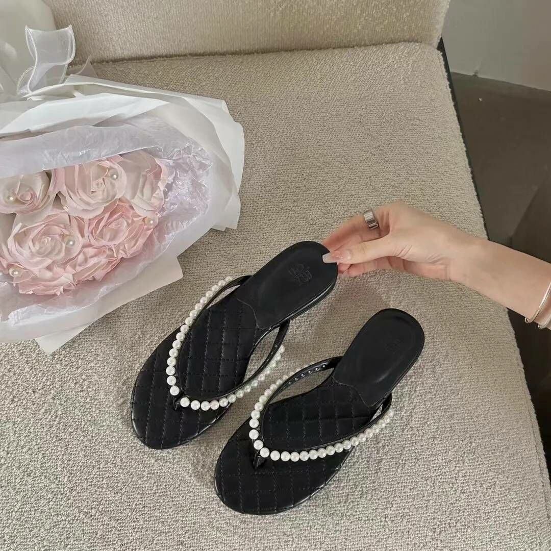珍珠夾腳拖鞋