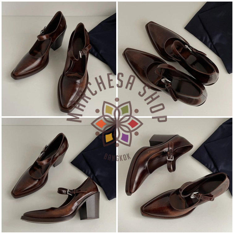 S3095 - 全真皮牛皮水磨一字帶高踭鞋