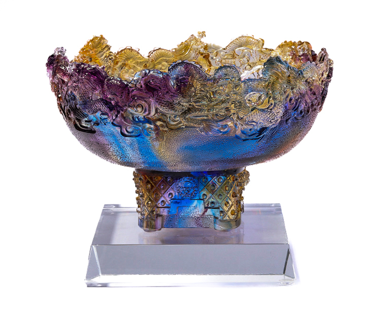 鹿港窯禮品館│琉璃 九龍聚寶_鴻運隆升 擺件 書房 辦公室桌面 裝飾