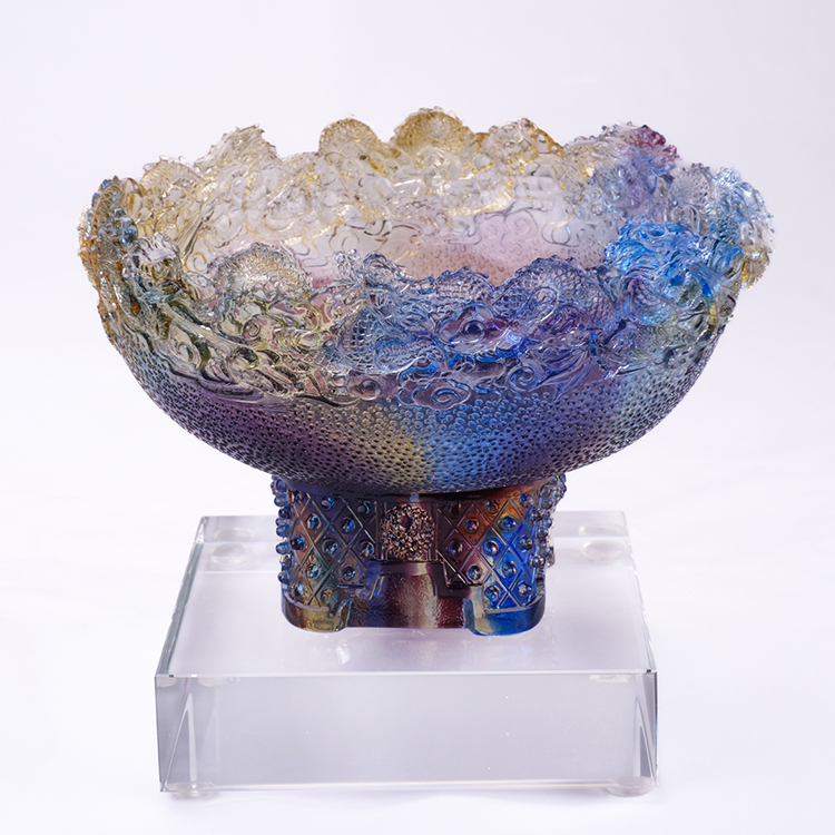 鹿港窯禮品館│琉璃 九龍聚寶_鴻運隆升 擺件 書房 辦公室桌面 裝飾