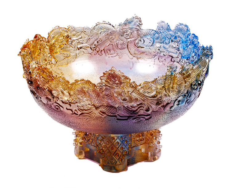 鹿港窯禮品館│琉璃 九龍聚寶_鴻運隆升 擺件 書房 辦公室桌面 裝飾