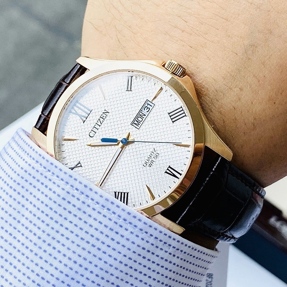 【CITIZEN 星辰】BF2023-01A/01H 簡約優雅 星期日期 白/黑 石英皮革腕錶 41mm