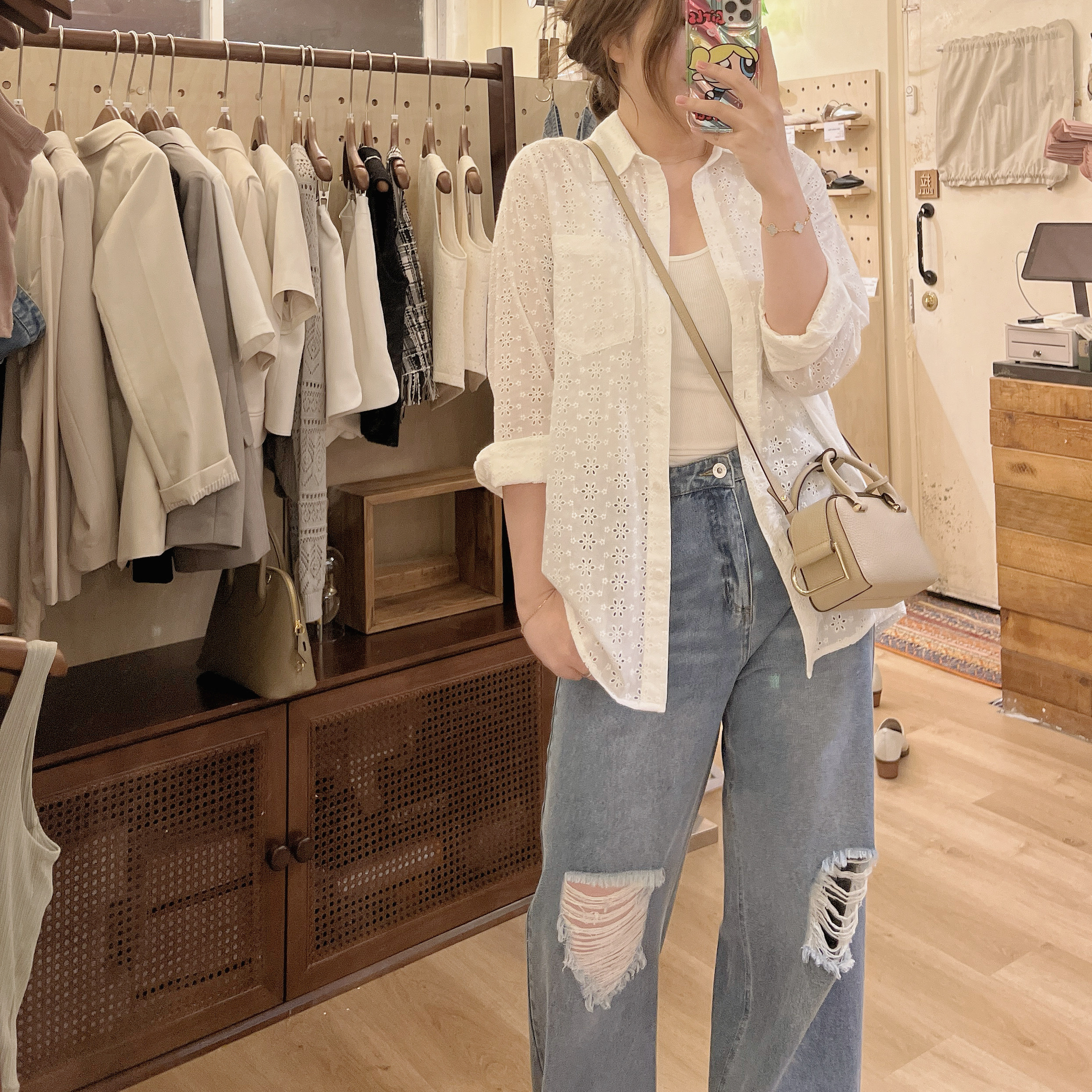 [現貨] [7050] [Vol.3] 刺繡通花長襯衫