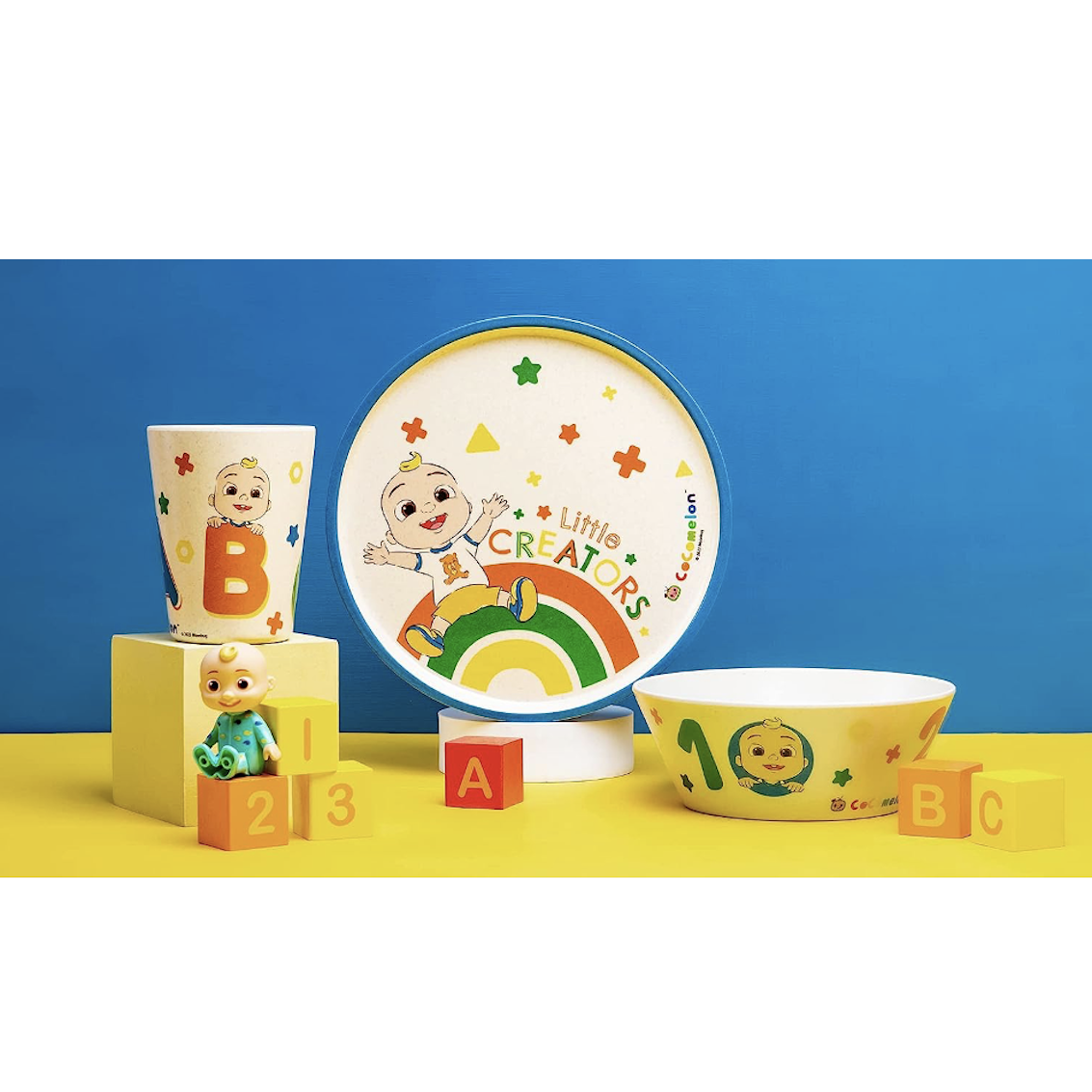 美國 Zak Designs Cocomelon 3 件兒童餐具套裝