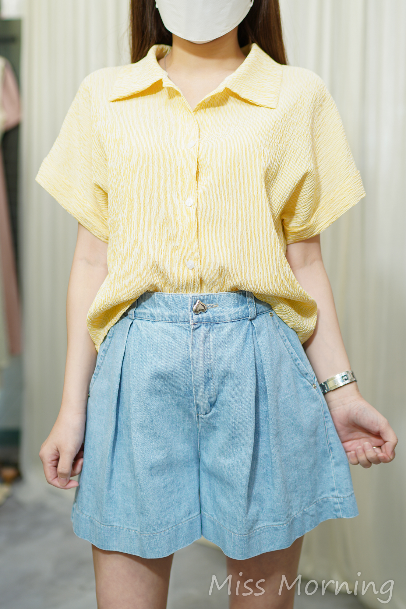 條子款上衣(14037)&涼快冰涼牛仔短褲(33776)