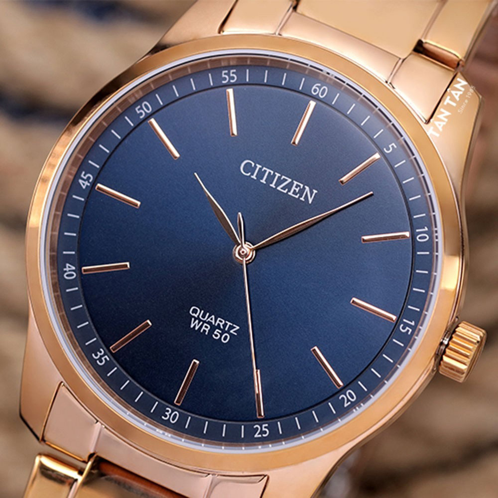 (預購)【CITIZEN 星辰】日本簡約時尚三針玫瑰金不鏽鋼石英腕錶 紳士男士男錶中性錶 BH5003-51L