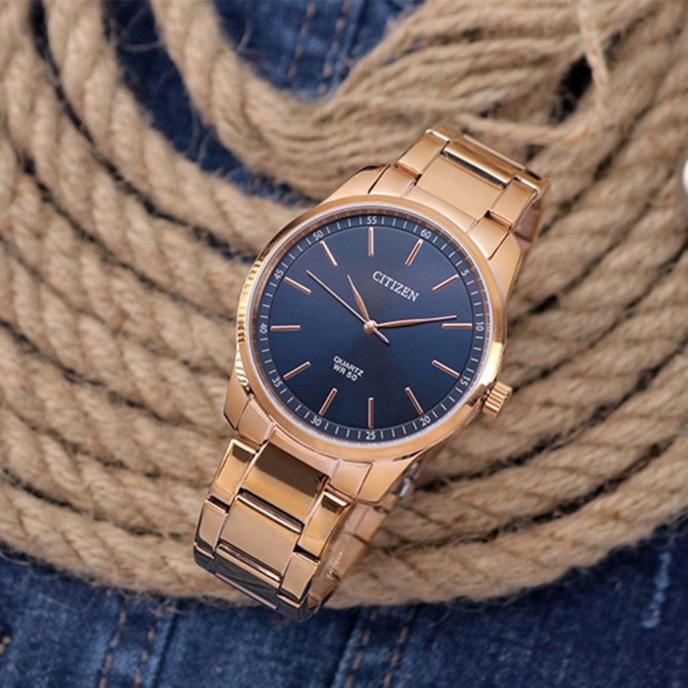 (預購)【CITIZEN 星辰】日本簡約時尚三針玫瑰金不鏽鋼石英腕錶 紳士男士男錶中性錶 BH5003-51L
