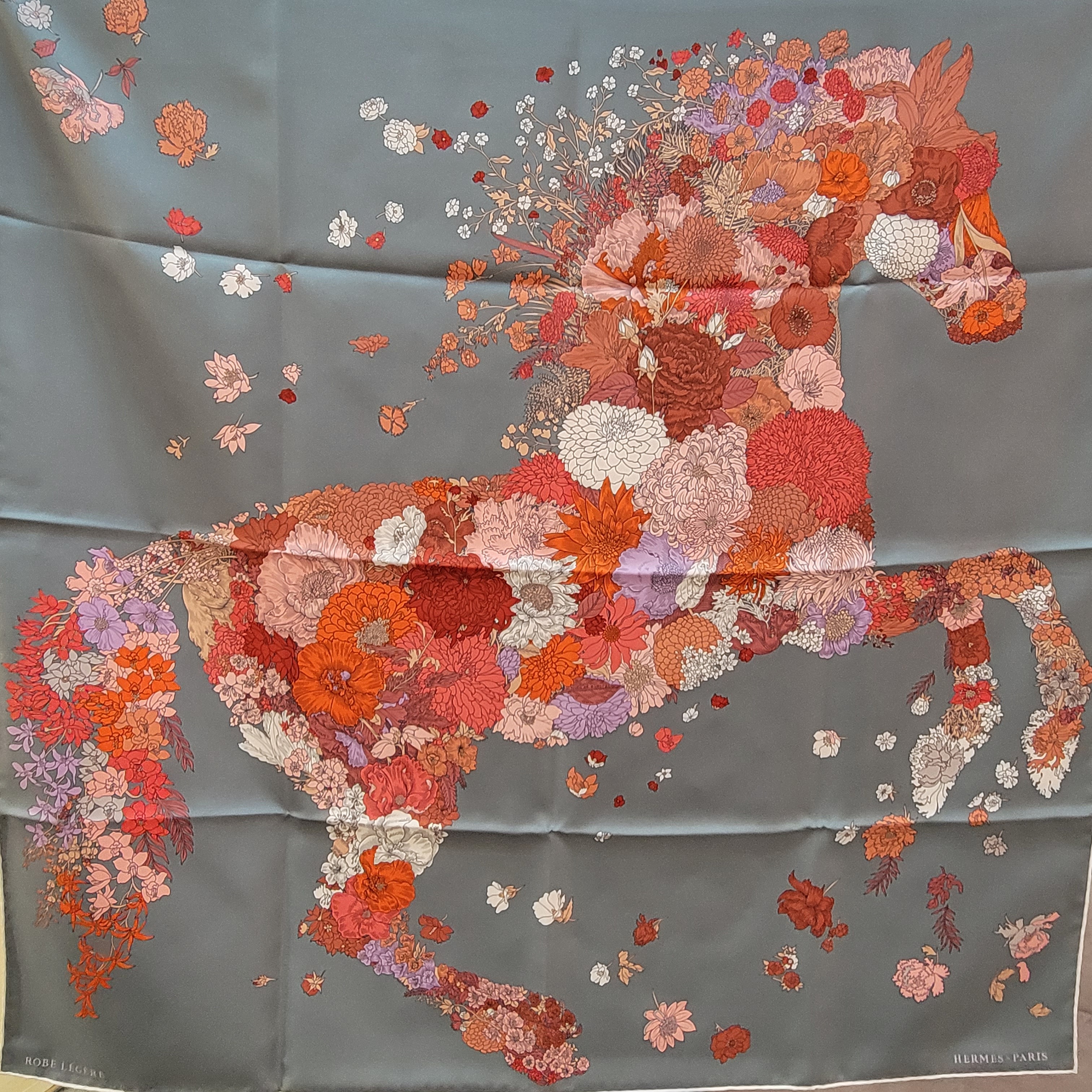 Hermes Robe Legere scarf 90 GRIS