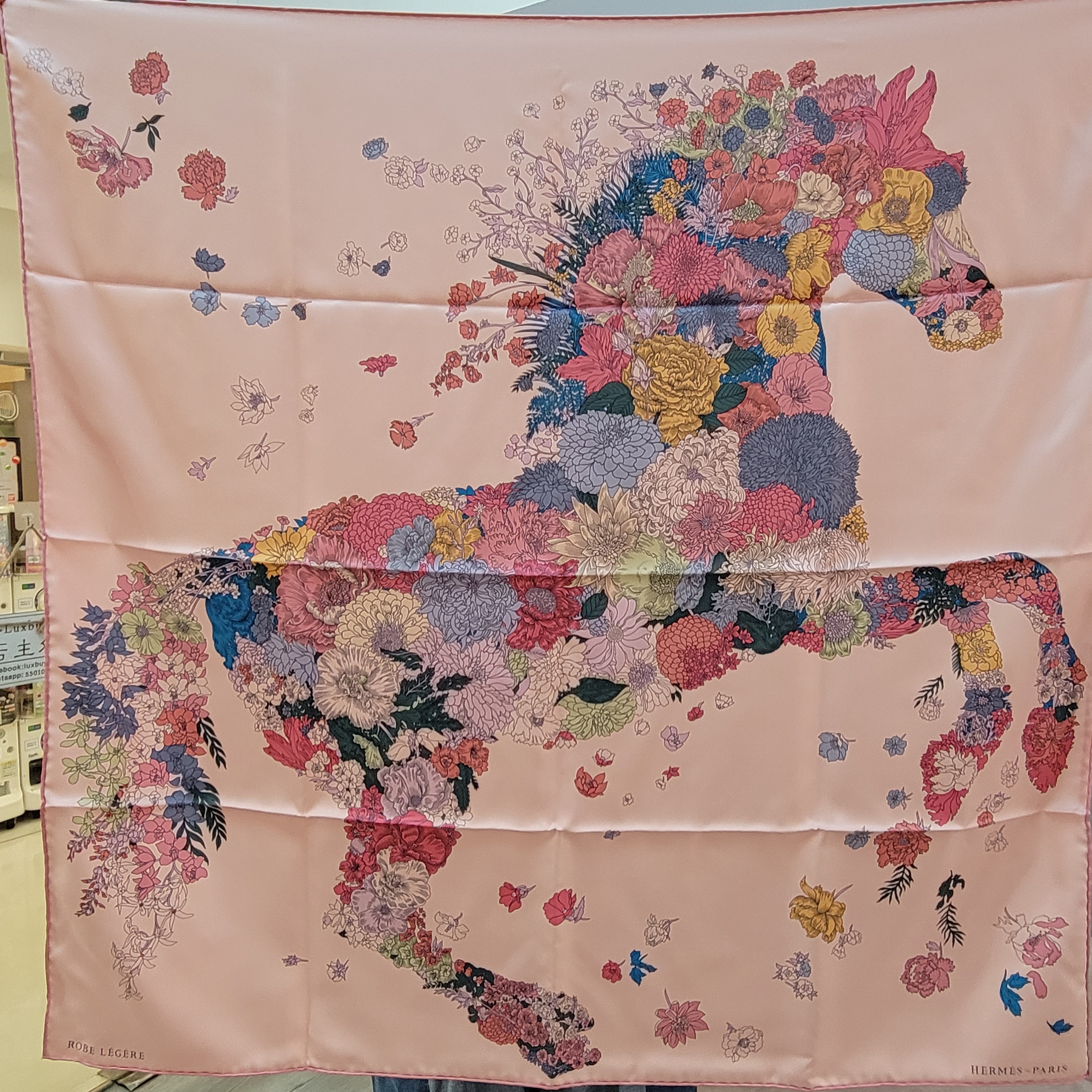 Hermes Robe Legere scarf 90 ROSE