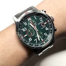 【CITIZEN 星辰】Eco Drive CA0791-81X 三眼計時 綠面 不鏽鋼光動能腕錶 43mm