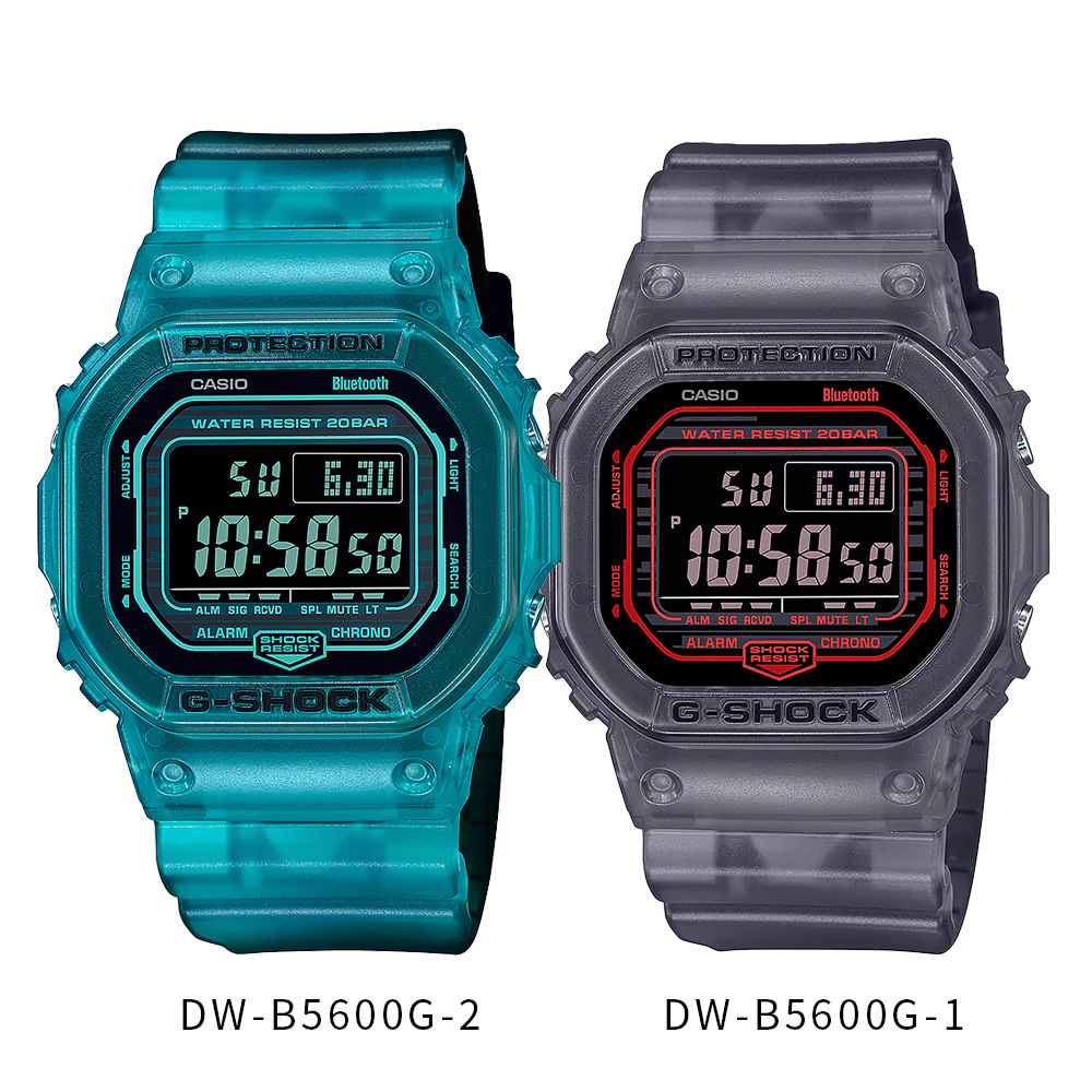 【CASIO 卡西歐】 G-SHOCK DW-B5600G 灰藍漸變時尚 未來都市潛水運動 智慧功能 耐衝擊 電子錶 手錶