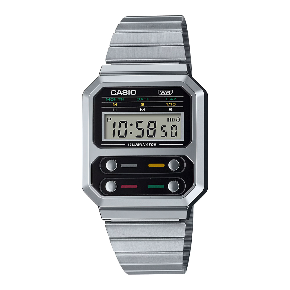 【CASIO 卡西歐】 Vintage A100WE-1A 經典復古懷舊時尚 歷久不衰多功能計時碼錶LED 方型運動款 電子錶 手錶