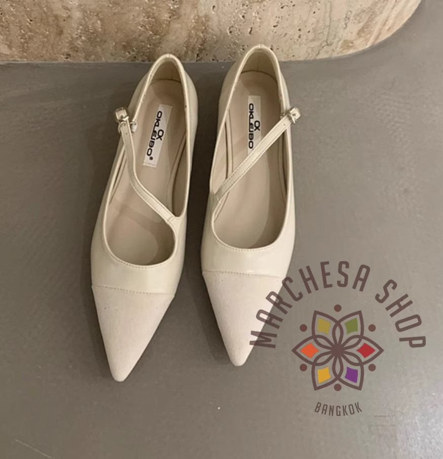 S3118 - 牛猄拼皮純色鈄帶平底鞋