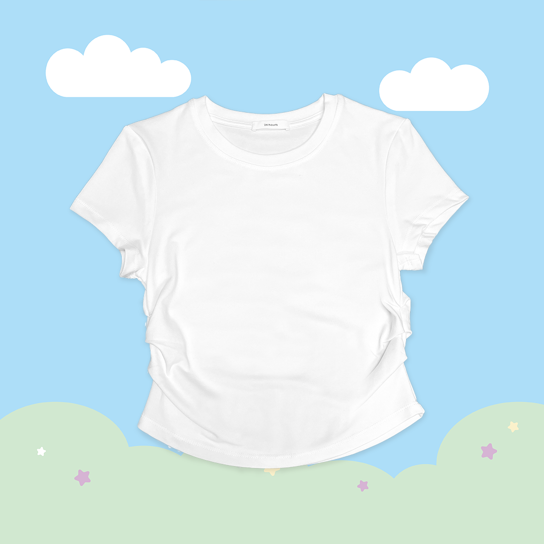 こ♡こ 兩側抓皺圓領上衣