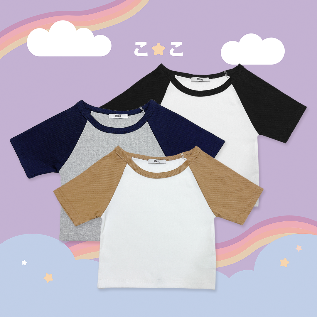 こ♡こ 拼色圓領上衣