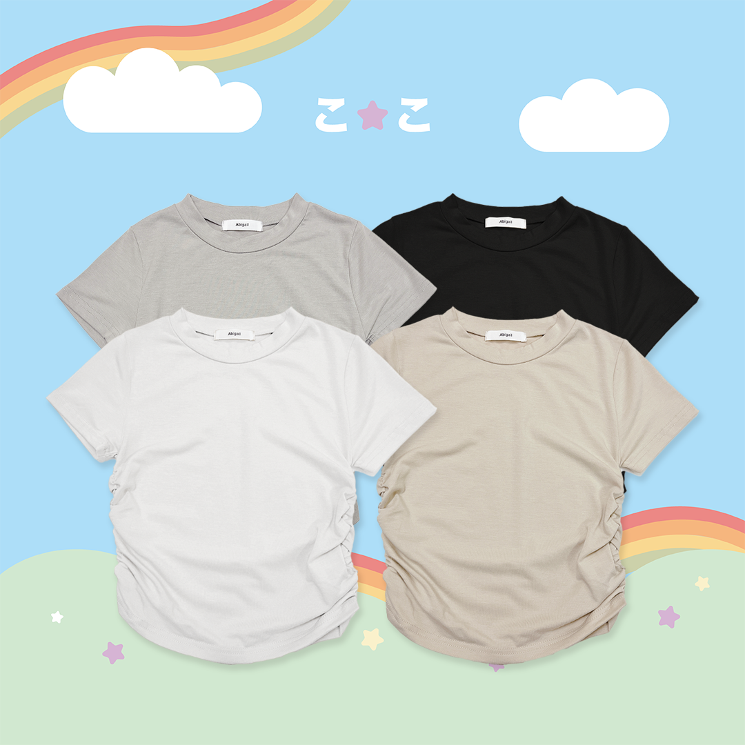 こ♡こ 兩側抓皺彈性上衣