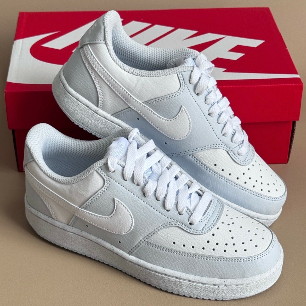 Nike Court Vision Low Next Nature Football Grey 淺灰藍 灰白 足球 復古 皮革 低筒休閒鞋