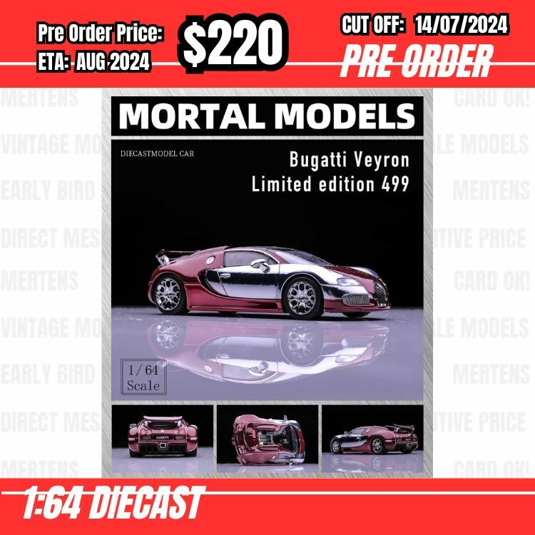 PO-$220 * Mortal * 1:64 Bugatti Veyron Chrome Red Silver [OD07/07]