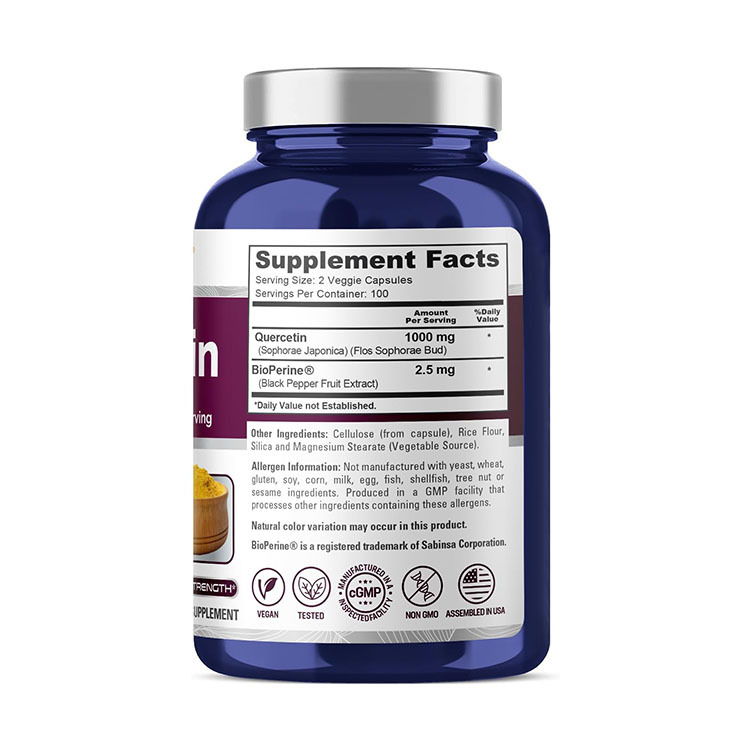 NusaPure Quercetin 1000 mg  with Bioperine, 200 Veg Capsules