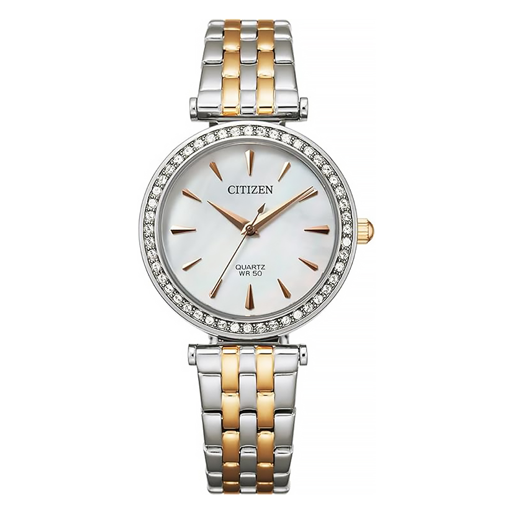 【CITIZEN 星辰】 LADY'S 系列 ER0216-59D 簡約時尚 日本機芯 錶框48顆水晶 珍珠貝母錶盤 手錶 女錶 30mm