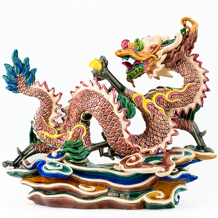 鹿港窯禮品館│台灣國寶 交趾陶~祥龍獻瑞 │入厝禮、開幕開市禮、升遷榮調、開運禮