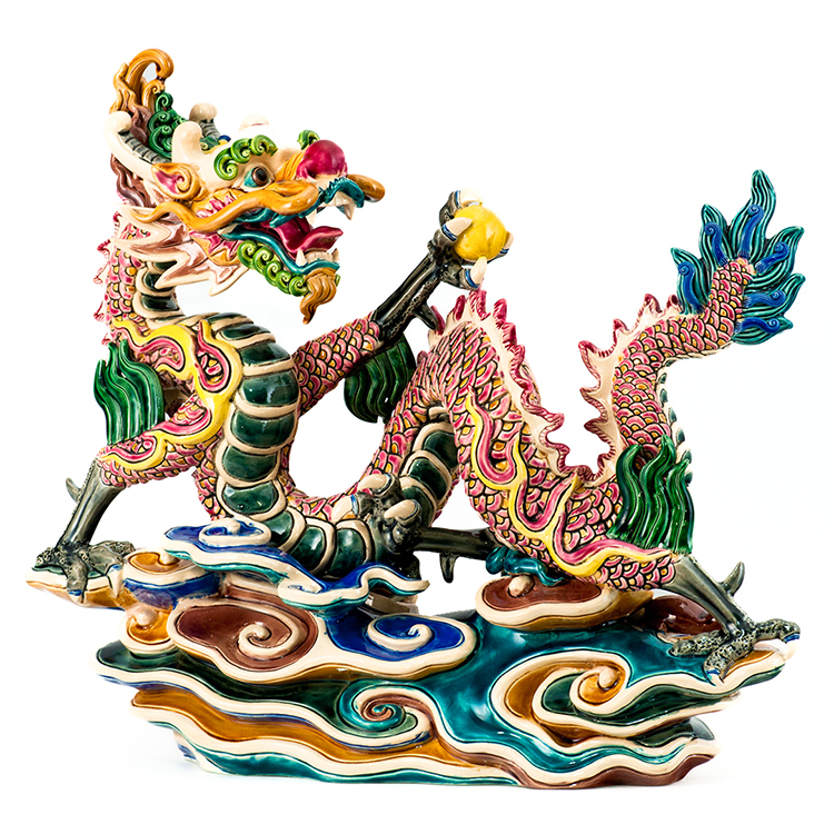 鹿港窯禮品館│台灣國寶 交趾陶~祥龍獻瑞 │入厝禮、開幕開市禮、升遷榮調、開運禮