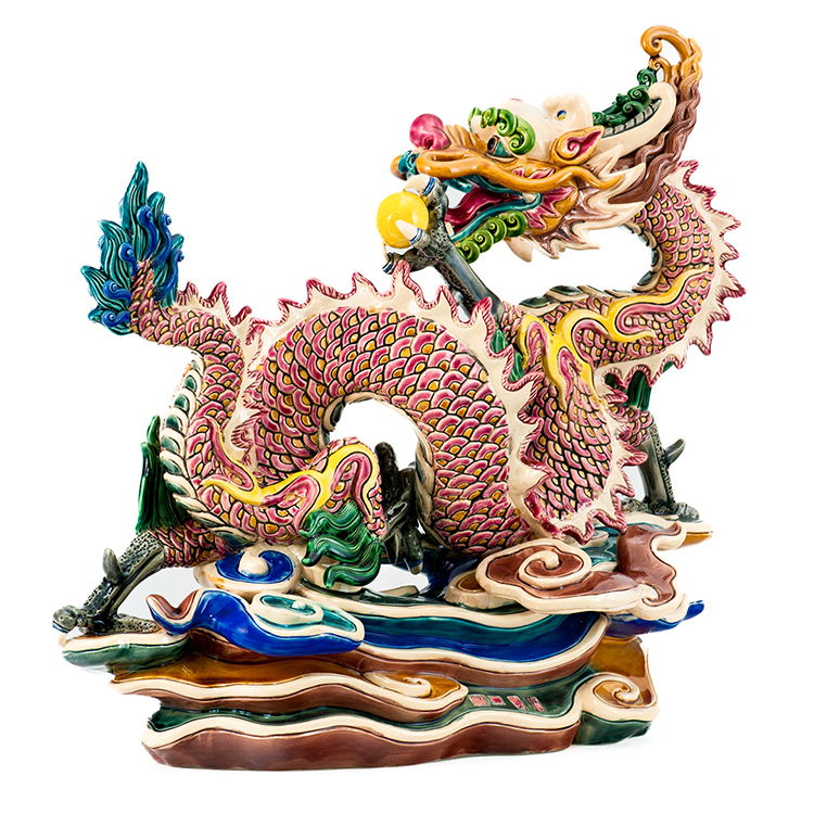 鹿港窯禮品館│台灣國寶 交趾陶~祥龍獻瑞 │入厝禮、開幕開市禮、升遷榮調、開運禮