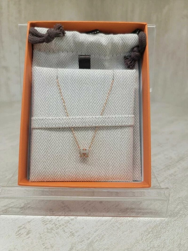 HERMES MINI POP H PENDANT MARRON GLACE FO  頸鏈 奶茶 玫瑰金
