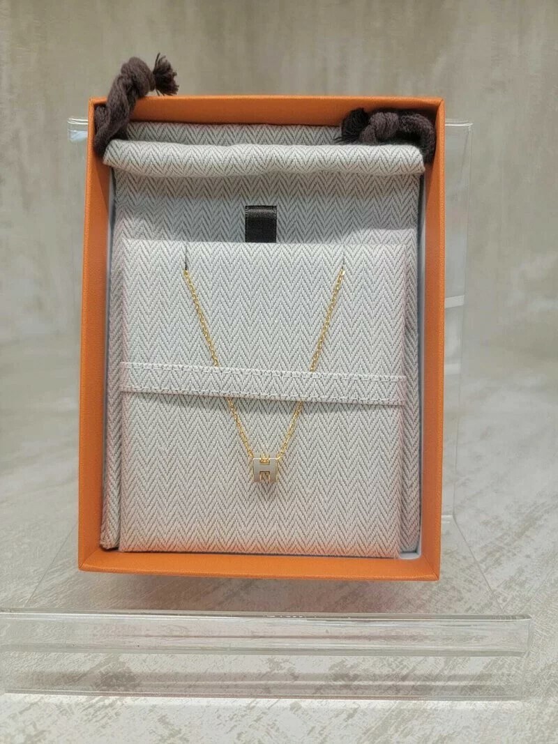 HERMES MINI POP H PENDANT MARRON GLACE F 頸鏈 奶茶 金