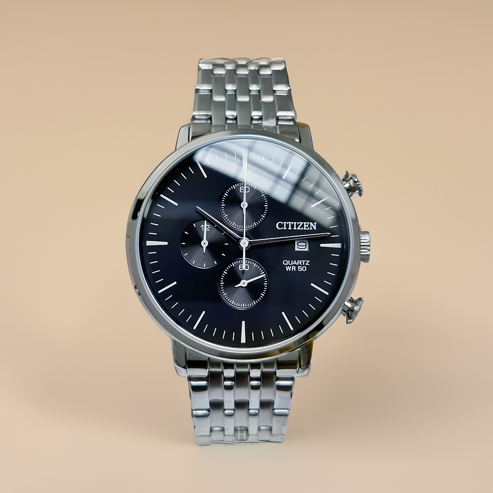 【CITIZEN 星辰】 AN3610-55E 三眼 計時 紳士質感 商務經典 都會時尚 簡約無字 宇宙計型 熊貓 日期 不鏽鋼 手錶