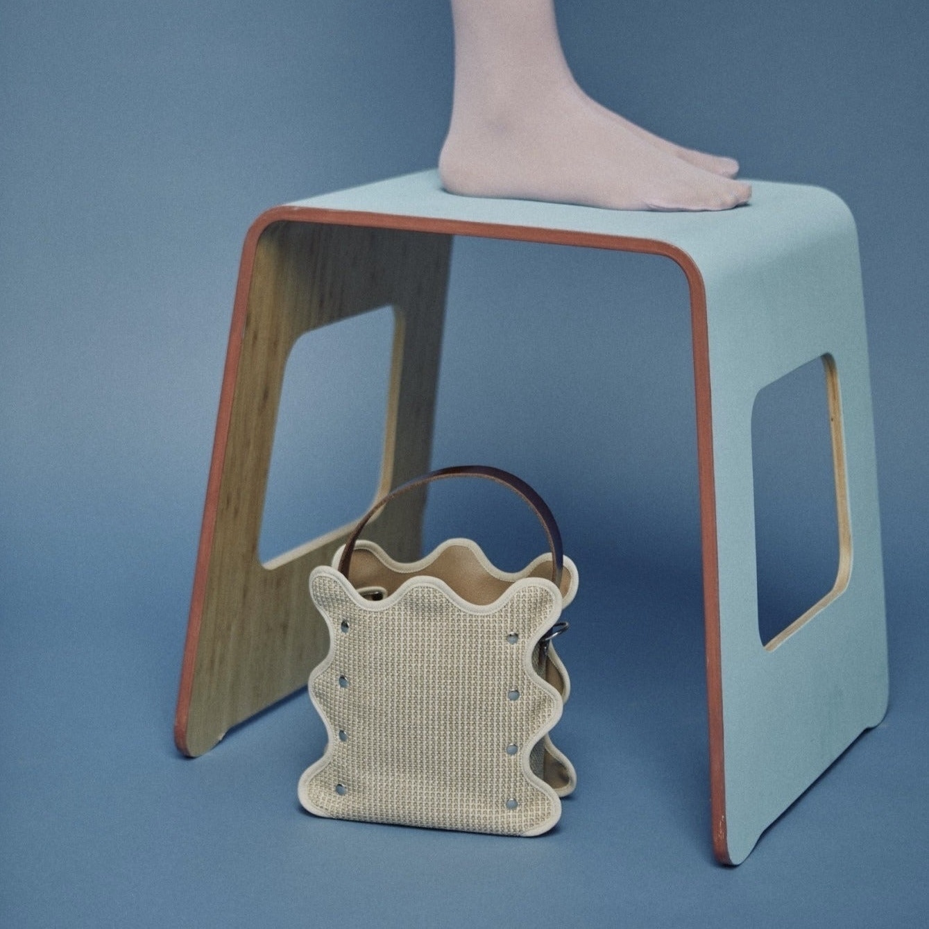 Nori 波浪手提斜背包 淺棕編織款