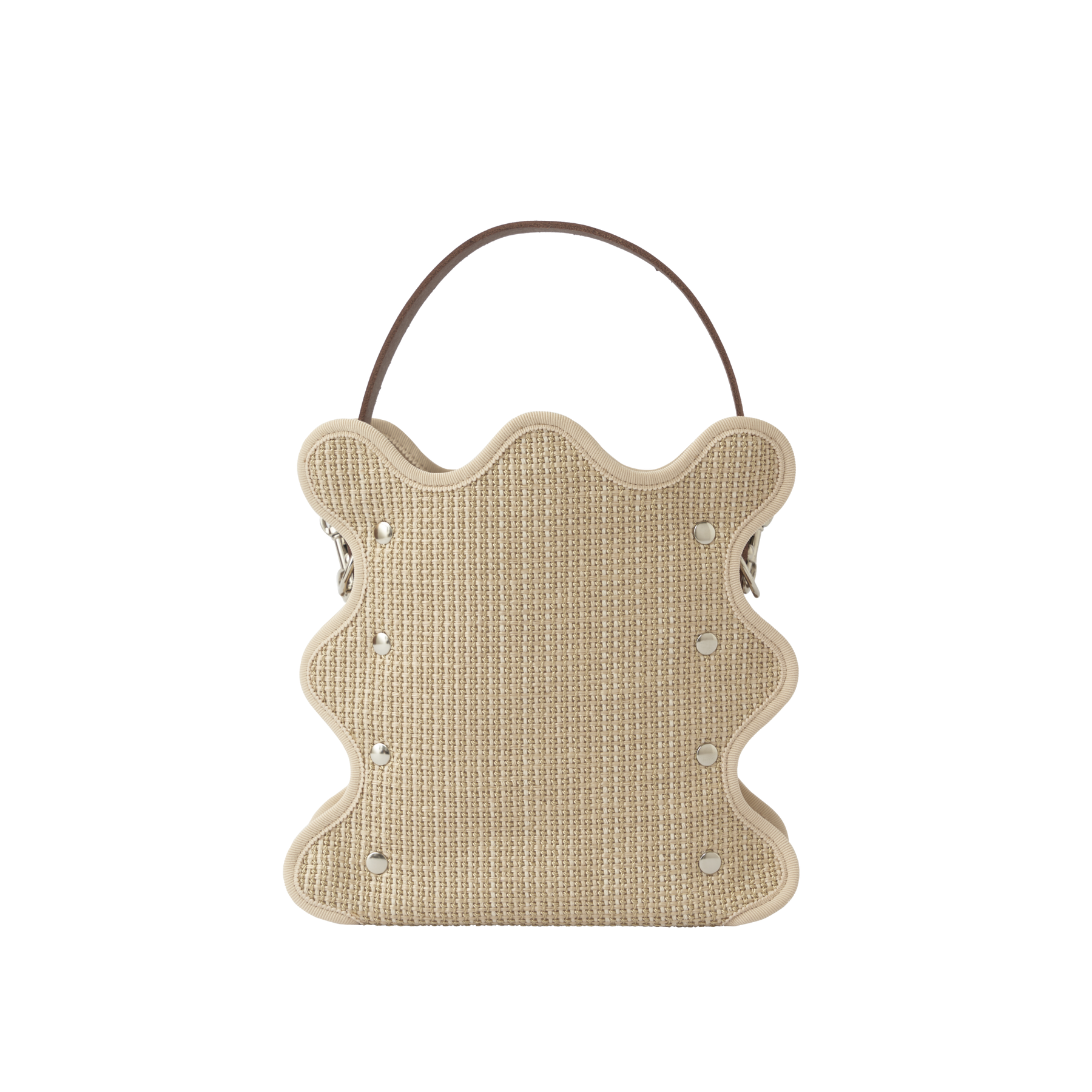 Nori 波浪手提斜背包 淺棕編織款