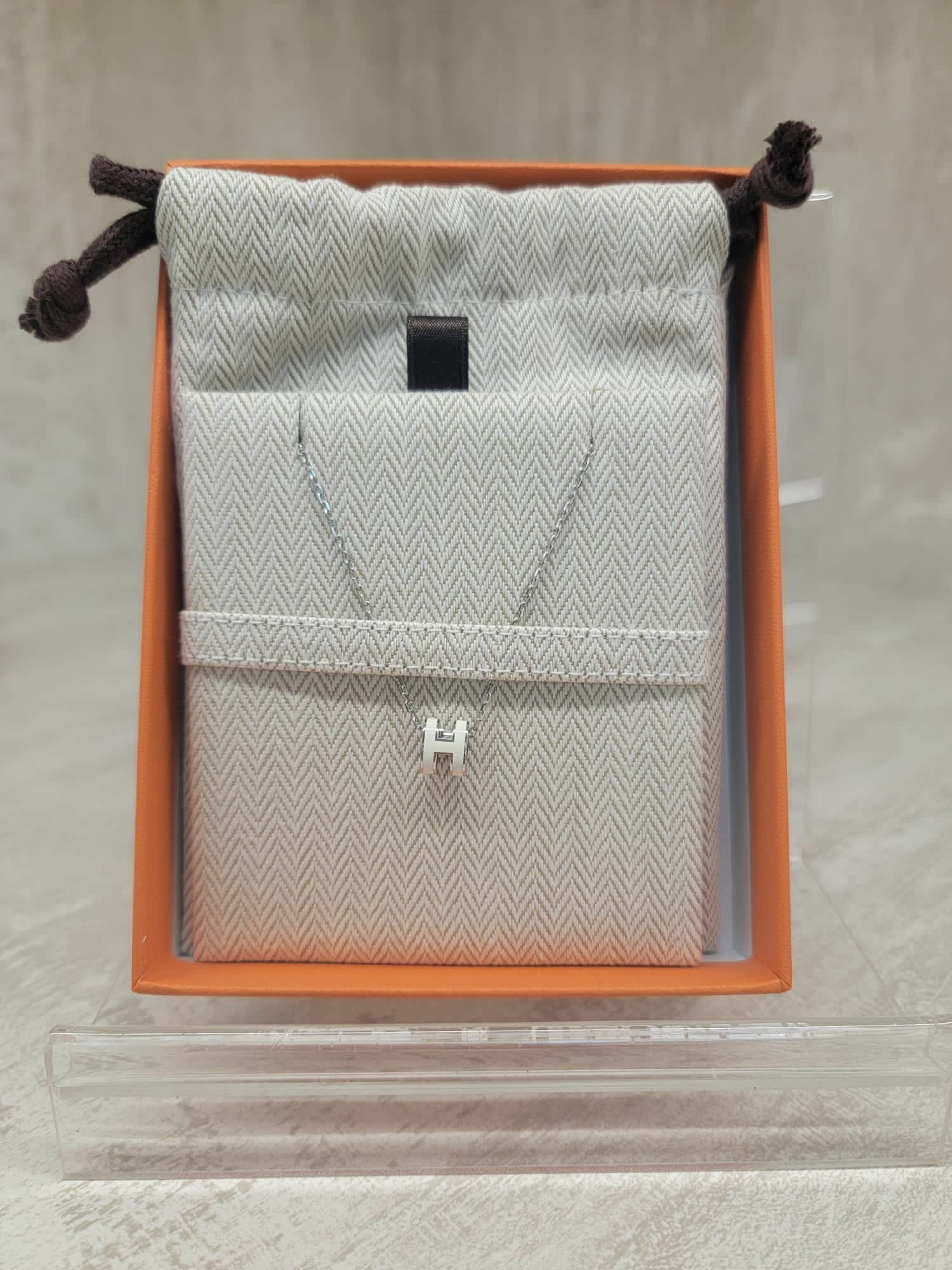 HERMES MINI POP H PENDANT BLANC P 頸鏈 白銀