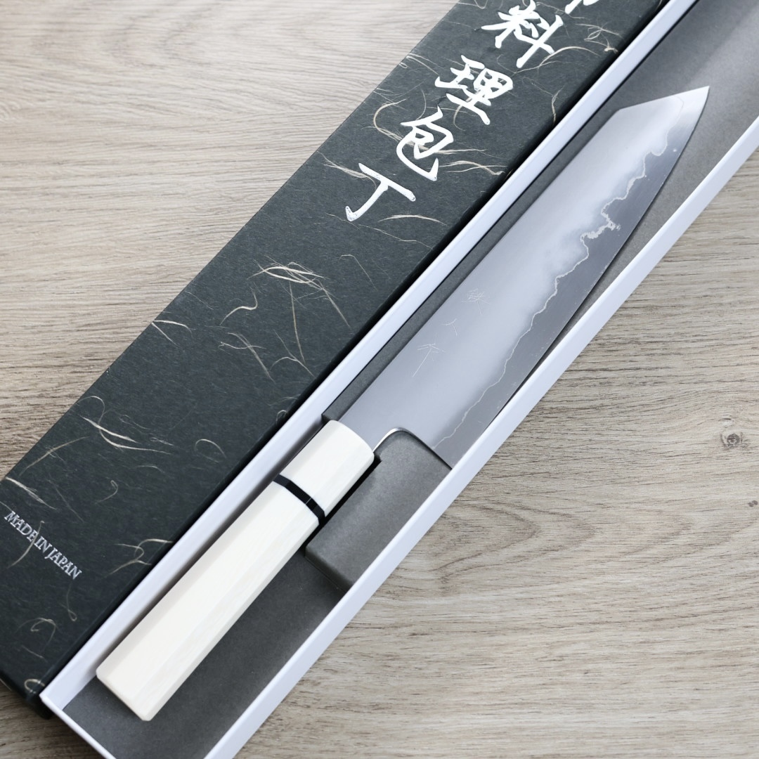 明神利器製作所 鐵人作 切付牛刀 210mm 銀三鋼 總霞