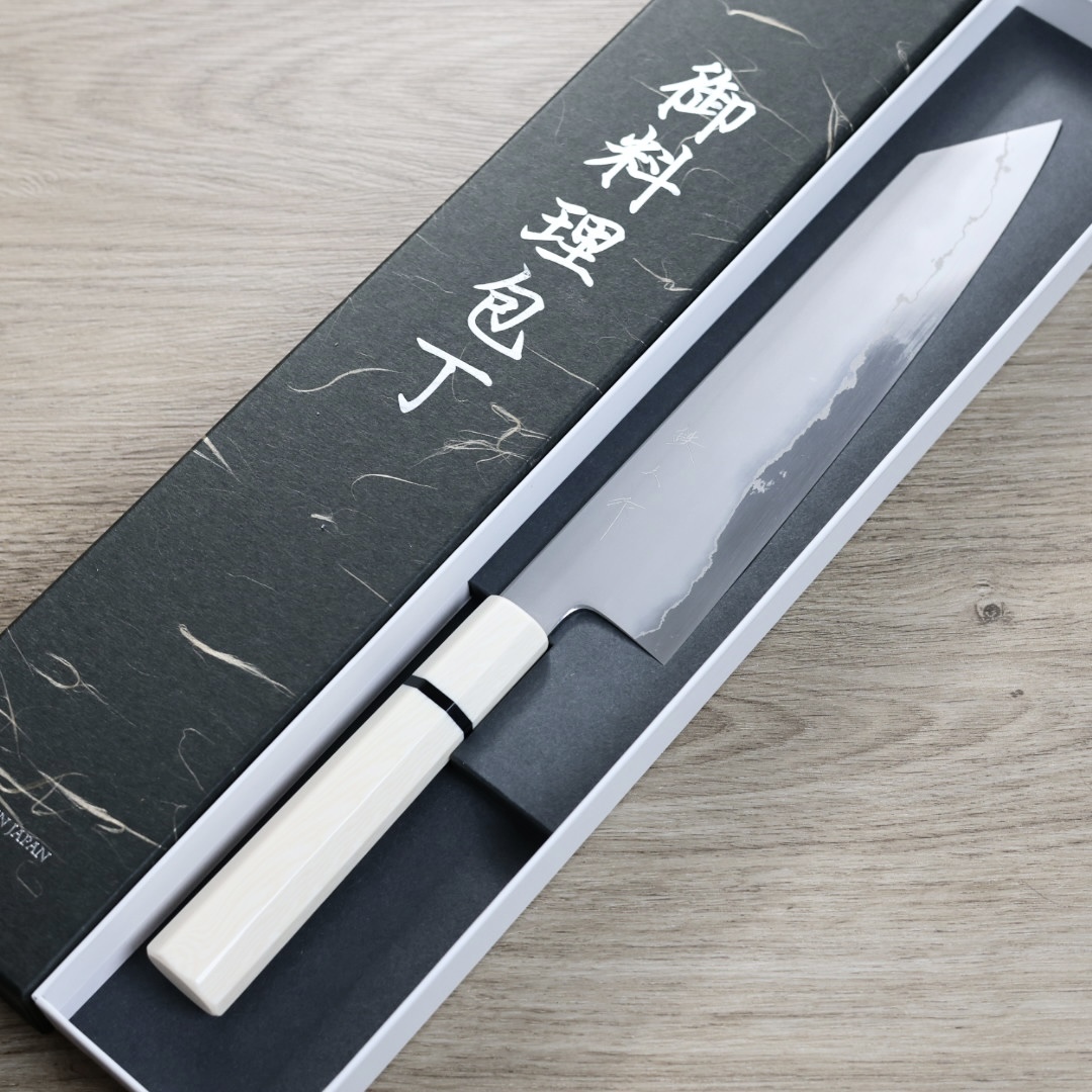 明神利器製作所 鐵人作 切付牛刀 240mm 銀三鋼 總霞