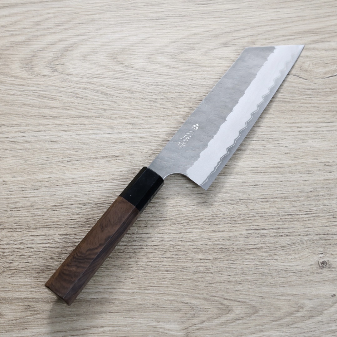 二唐刃物 菜切 165mm 青紙超級鋼 柳葉磨鎚目