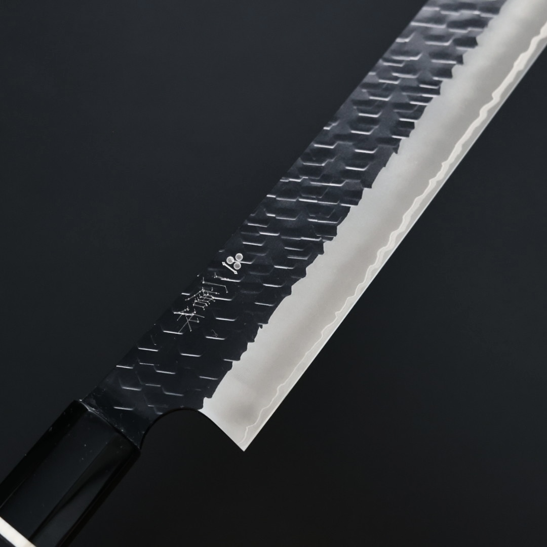 二唐刃物先丸筋引300mm SG2 黑打鎚目
