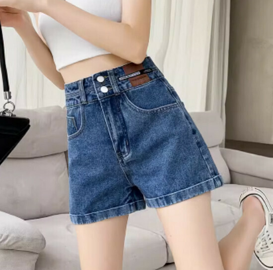 Hot selling high waist denim shorts [retro blue] [XS-2XL size] (please contact customer service to confirm the delivery size after placing the order)