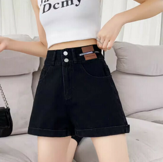 Hot selling high waist denim shorts [black] [XS-2XL size] (please contact customer service to confirm the delivery size after placing the order)