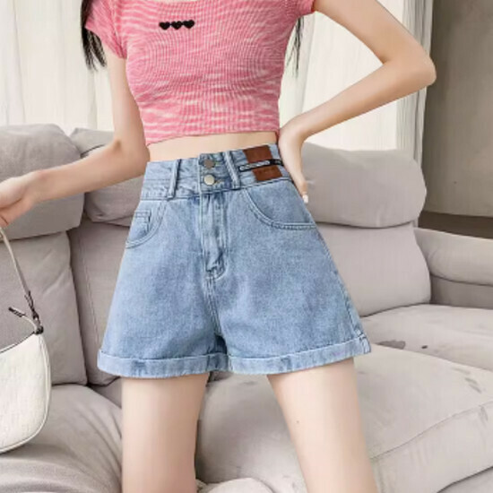 Hot Selling High Waist Denim Shorts [Light Blue] [XS-2XL] (Please contact customer service to confirm the delivery size after placing the order)