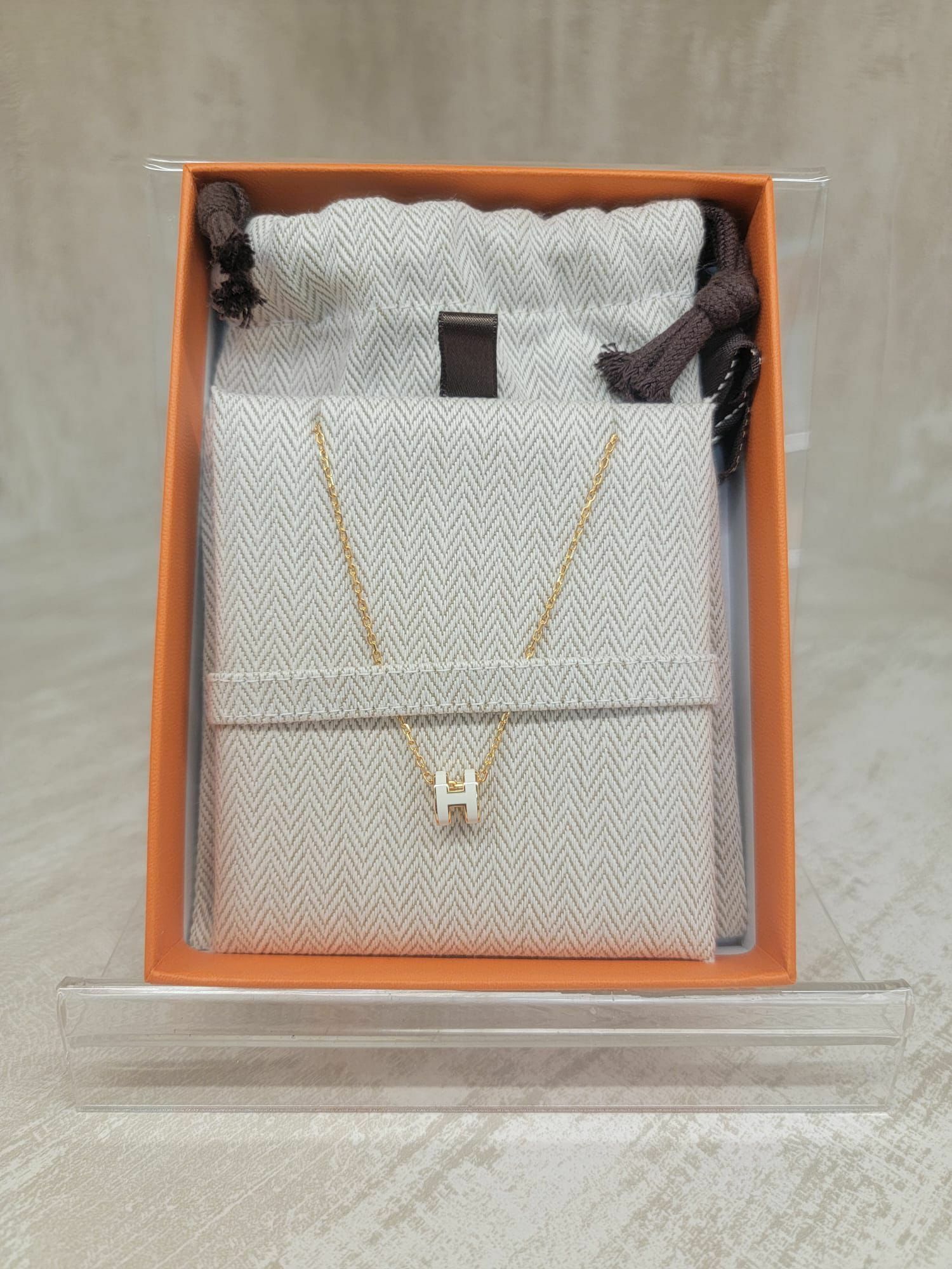 HERMES MINI POP H PENDANT BLANC F 頸鏈 白 金