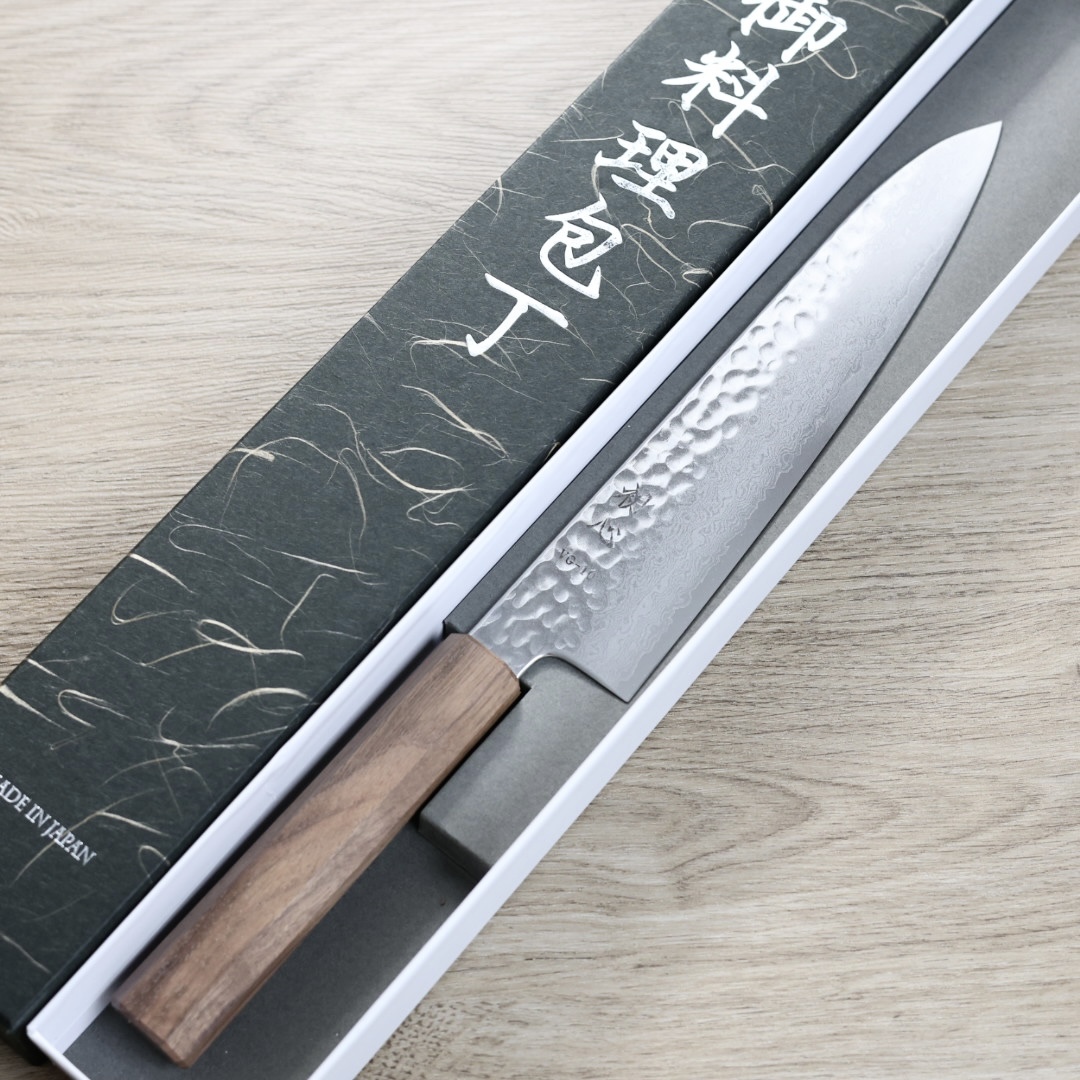 初心 牛刀 210mm VG10鋼 大馬士革鎚目