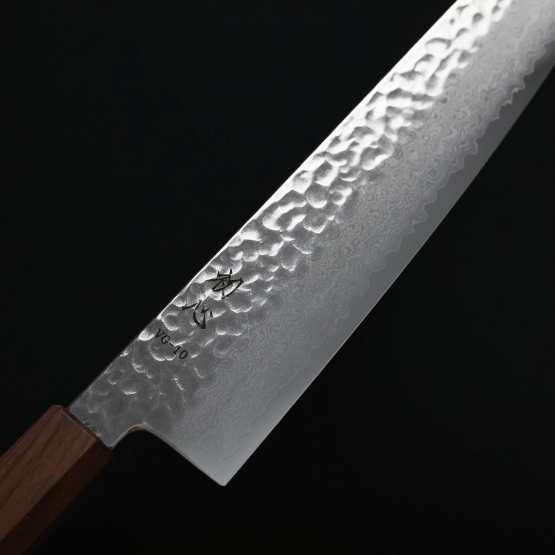 初心牛刀240mm VG10鋼大馬士革鎚目