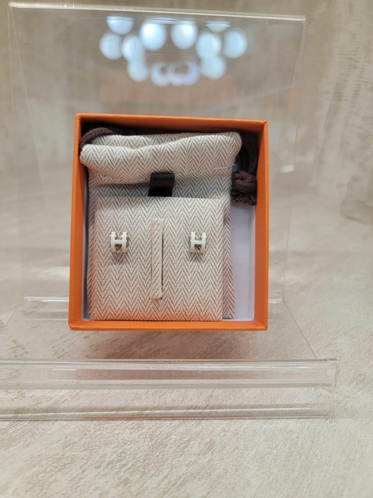 Hermes mini pop H EARRINGS 耳環 白 銀